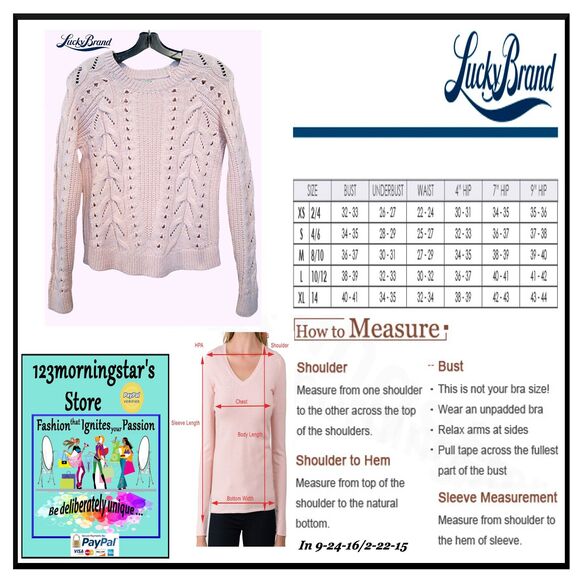 Lucky Brand NEW Cable Knit Crew Neck Sweater Top S - Picture 12 of 12